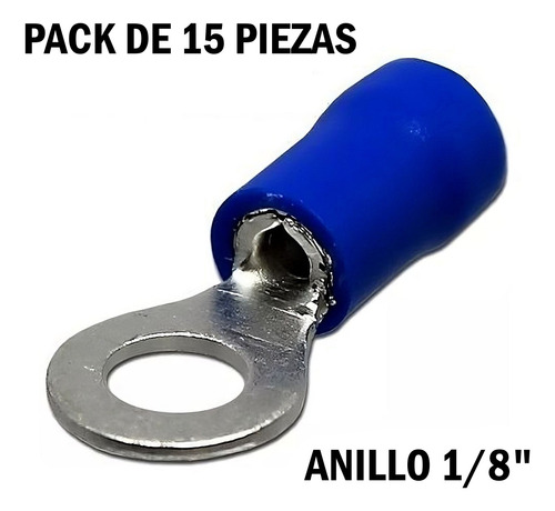 Pack Terminal Preaislado Azul Awg 14 16 Anillo Hueco Ojo 1/8