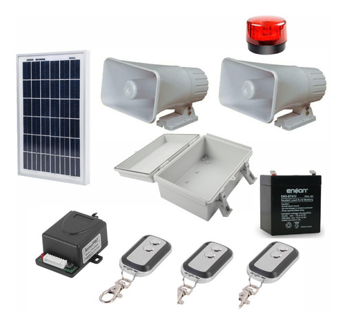 Kit Sirena Alarma Vecinal Solar 2 Sirenas Con Luz Estrobo