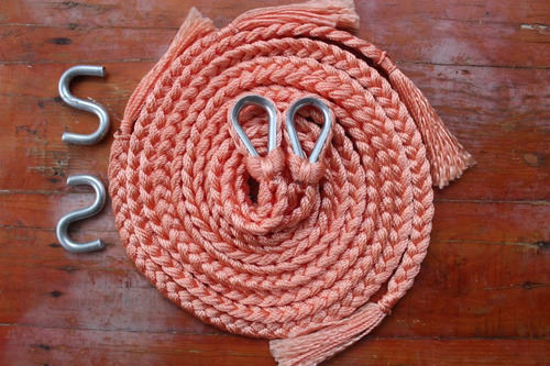 Soga Cuerda Para Hamaca Incluye Par De S Metalica Negra Color Melon Color
