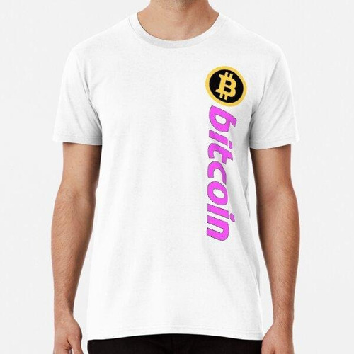 Remera Logotipo Vertical De Bitcoin Btc Crypto Pink Magenta 