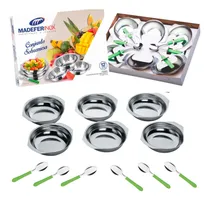 Comprar Conjunto Jogo De Tigelas Com Colheres Inox Para Sobremesa 