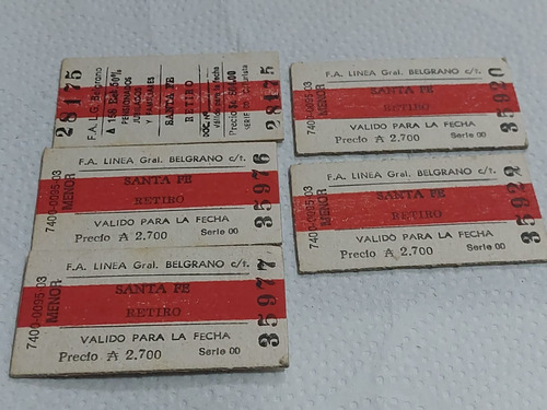 Boletos De Ffcc  Belgrano. Santa Fe- Retiro-coleccionistas