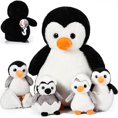 Conjunto De 7 Peluches De Pingüinos De 36 Cm, 1 Mamá ...