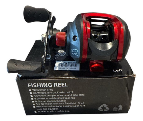 Reel Huevito Casting Manija Izquierda 19+1 Rulemanes Rojo/ Negro Izquierdo