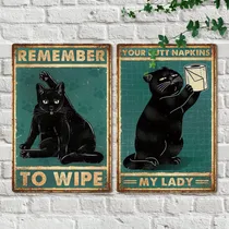 Comprar Letreros Vintage Divertidos De Gato Negro, Doble Impreso, Re