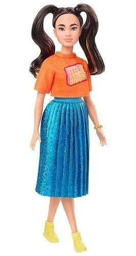 Boneca Barbie Fashionista 145 Tranças Longas Morena Original