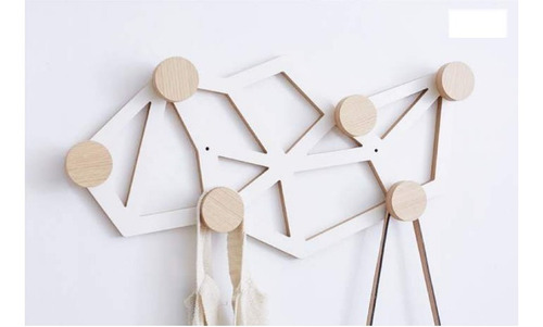 Imagen 6 de 8 de Perchero De Pared Vitto Escandinavo Nordico Blanco Roble Mel