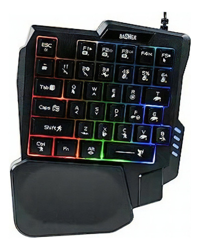 Teclado Gamer Alámbrico A Una Mano Basher Bash-1001 Color del teclado Negro