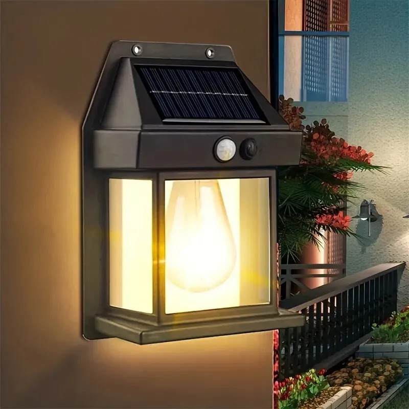 Lámpara de pared solar con lámpara LED con sensor de presencia