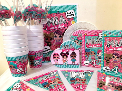 Pack Cotillon Personalizado Cumple 20 Muñecas Glitter