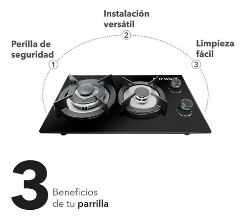Mayware Parrilla De Gas 2 Quemadores Empotrable Hy-3000g