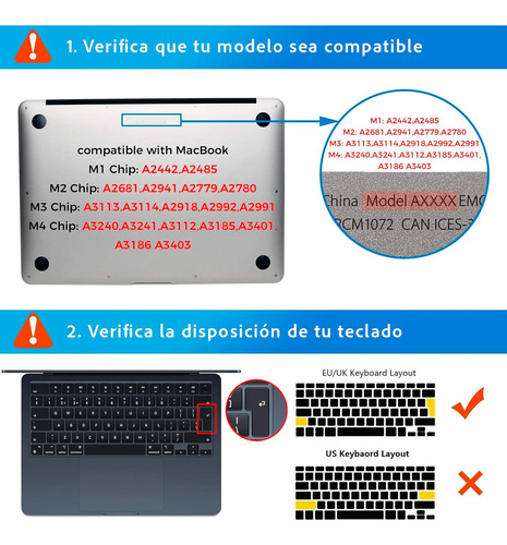 Cubre Teclado Español Para Macbook Air/pro M1 M2 M3 Transparente