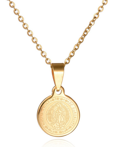 Cadena Virgen De Guadalupe Acero Quirurgico 316l Tipo Oro18k