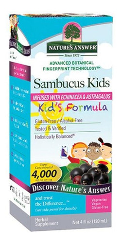 Natures Answer Kids Sambucus Black Elder Berry Extract, 4 On