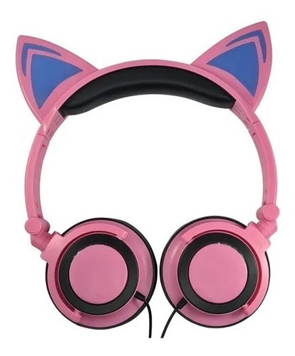 Auriculares Infantil Orejas Gato Luces Led Premium Rosado