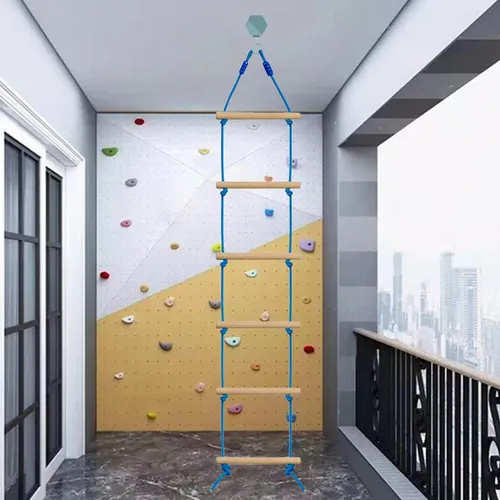 Escalera De Cuerda De Jardín Con 5 Peldaños De Plástico Para Niños, Altura Ajustable De 2.25 A 2.55 M, Resistente A La Intemperie, Fomenta La Motricidad Y El Juego Activo Al Aire Libre