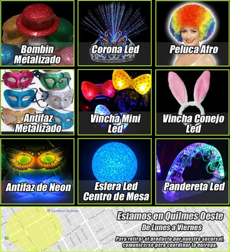 Combo Cotillón Luminoso Led 240 Artículos + Super Corona Led