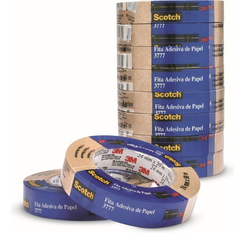 Kit 8 Fita Empacotamento Scotch Papel Liso 3777 24mm X 50m