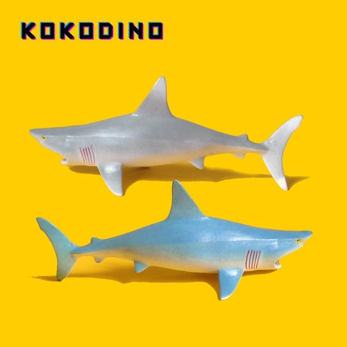  Tiburón Grande X2 Juguete Goma Chiflido 25cm Gris Kokodino
