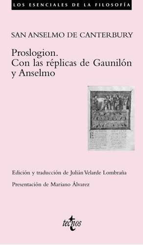 Libro Proslogion. Con Las Rã©plicas De Gaunilã³n Y Anselm...