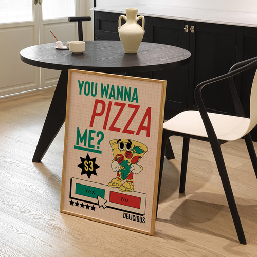 Cuadro Pizza Cocina Comida Frases Positivas Retro