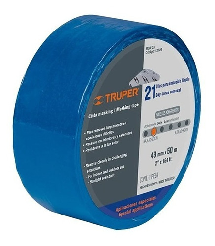 Masking Tape 1'' 50 Mts Azul Pintar Enmascarill Truper 12622