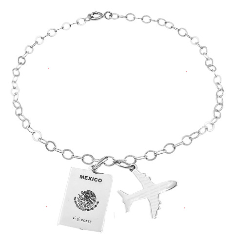 Pulsera Pasaporte Mexico Travel Plata 925 Con Envio