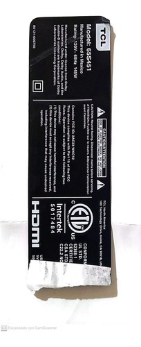 Tarjetas Main Y Fuente Tcl 65s451 (Usado)