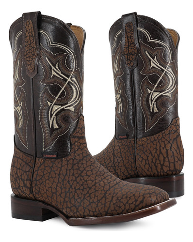 Bota Vaquera Para Hombre Cuello De Toro Genuino El Malcreado Miel Piel Exotica 25,5 Mx