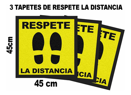 3 Tapetes De Respeta La Distancia En Rizo De Vinil