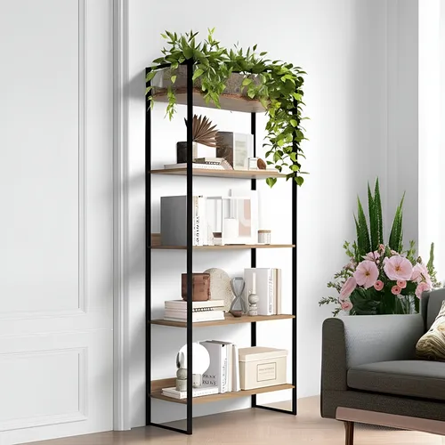 Estante Para Livros Armário Lamina Com Preto Aparador Estilo Mode...