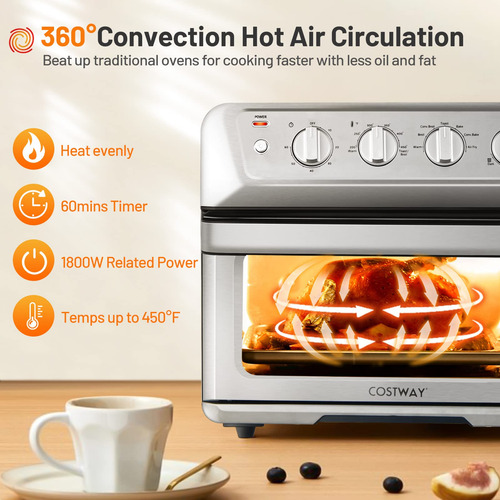 Horno Tostador Con Freidora De Aire 7 En 1 1800 W 21.5 L