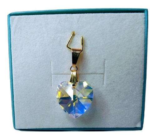 Imagem 3 de 7 de Pingente Cristal Swarovski Aurora Boreal 1,4 Cm Folh.a Ouro
