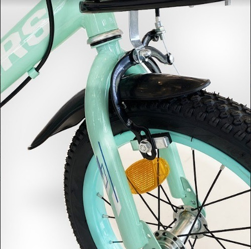 Imagen 2 de 8 de Bicicleta Infantil Rodado 14 Randers Verde Agua Mundo Gym