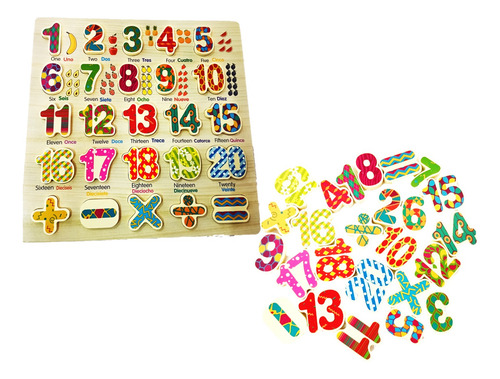 Kit Tablero Abecedario Numero Alfabeto Madera Ingles Encajab