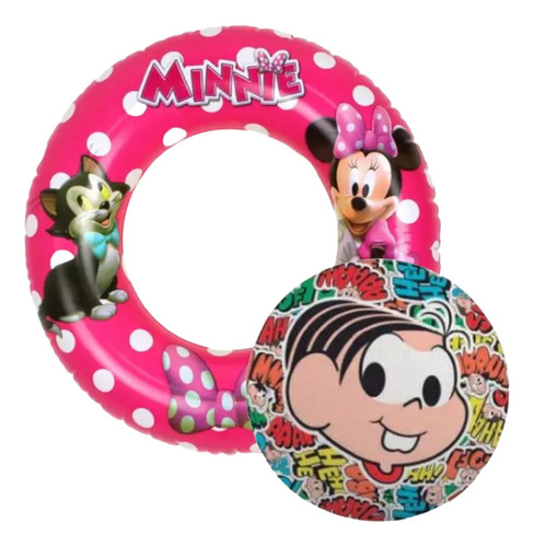 Kit Boia Circular Mickey Ou Minnie + Bola Da Turma Da Mônica
