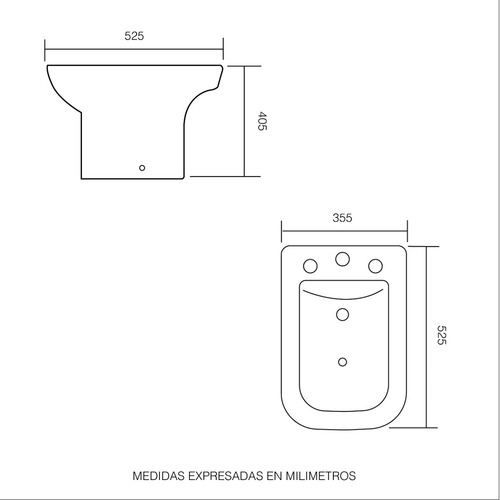 Bidet 3 Agujeros Prunus Arista Porcelana Sanitaria Blanco