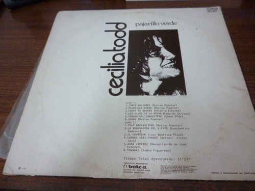 Cecilia Todd Pajarito Verde Vinilo Argentino Excelente (Usado)