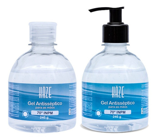 Álcool Gel Antisséptico 70 Haze 240g Frasco + Refil 240g