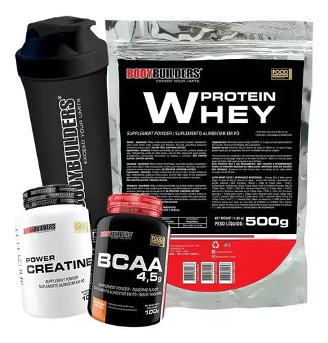 Kit Whey Protein + Bcaa + Creatina + Shaker - Pronta Entrega