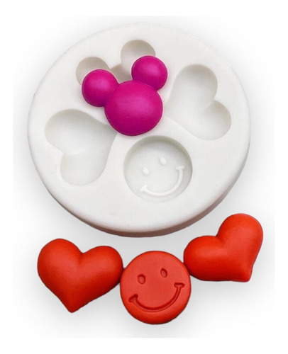 Molde Silicona Mini Corazones, Carita Feliz Y Mickey