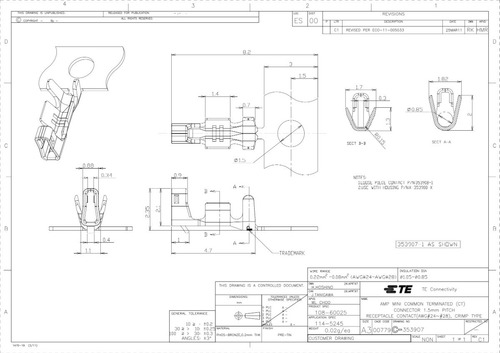 Kit 200pçs Conector Terminal Crimp 353907-1 Te Connectivity
