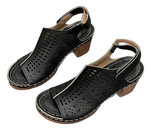 Sandalias Retro De Tacón Alto Con Plataforma Fish Mouth Para