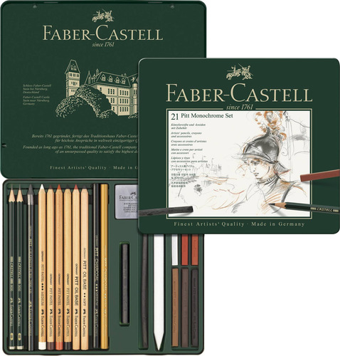 Imagen 2 de 6 de Juego Lápices Pitt Monochrome Estuche X21 Faber-castell