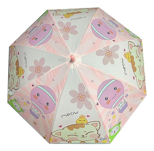 Paraguas Infantil Con Silbato, Goma Eva Estampados Color Rosa Pálido Diseño De La Tela Estampado