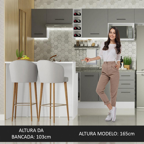 Isla Cocina Con Encimera Y Mostrador Madesa Agata 120cm Mg 1 Color Blanco/Gris