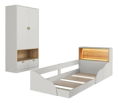 Quarto Infantil Completo Guarda Roupa E Cama Montessoriana Lille Cj079 Arenas - Art In Móveis