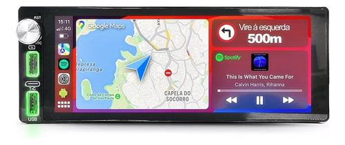 Kit Multimídia Radio 1din Universal Android Carplay Gps Usb