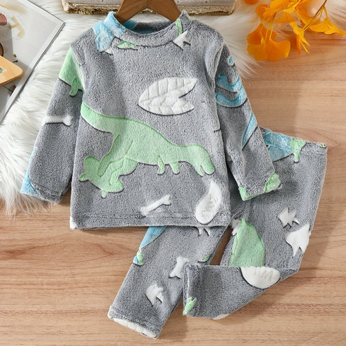 Pijama Invierno Polar Plush Luminoso Infantil Niño Niña