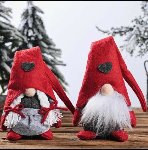 Muñecos Navideños Pareja De Elfos Duendes Navidad Par Adorno